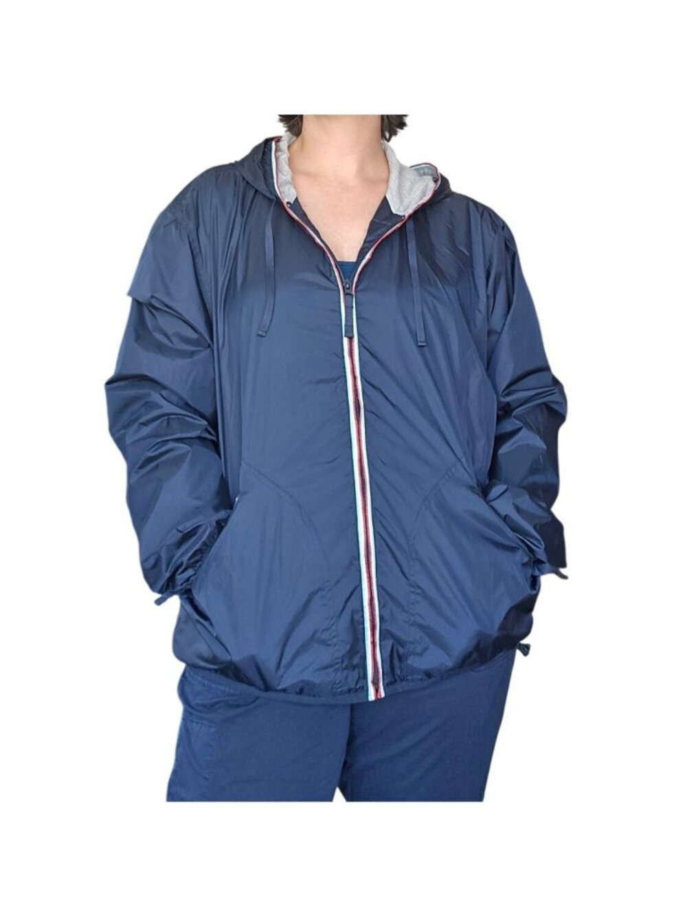 Old Navy Blue Zip Up Windbreaker Mens Size XL Drawstring Waist Athleisure Casual